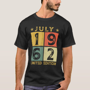 60th Birthday Decorations July 1962 60 Years Old T-shirt