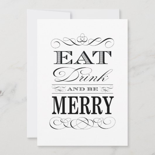 60th Birthday Dinner Party Eat Drink and be Merry Kaart (Voorkant)