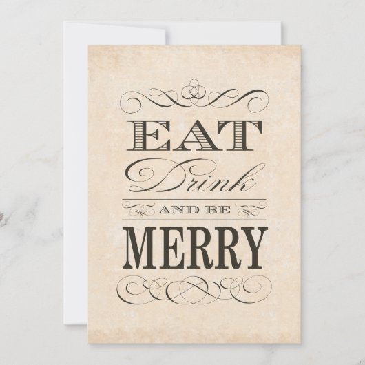 60th Birthday Dinner Party Eat Drink and be Merry Kaart (Voorkant)