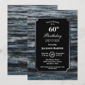 60th Birthday Dinner Wood Party Invitation Kaart (Voorkant / Achterkant)