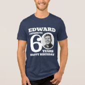 60th Birthday dubbelzijdige foto naam witte tekst Tri-Blend Shirt (Voorkant)
