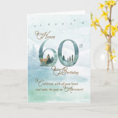 60th Birthday Evergreen Pines and Deer Nature Kaart (Gele Bloem)