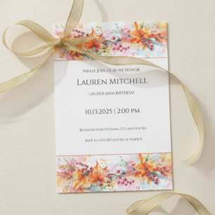 60th Birthday Fall Leaves and Gold Celebration Kaart