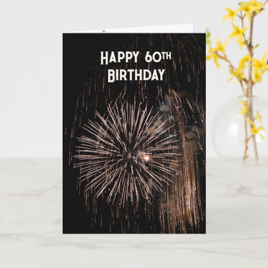 60th Birthday Fireworks Kaart (Gele Bloem)
