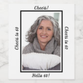 60th birthday foto cheers 60 years women wijn etiket (Enkel label)