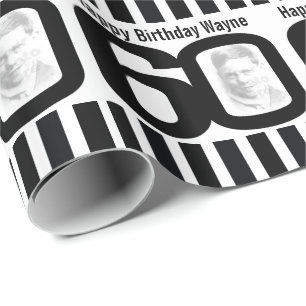 60th Birthday foto leuk zwart-wit inpakken Cadeaupapier