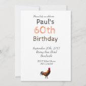 60th Birthday Fun Chicken Invitation Kaart (Achterkant)
