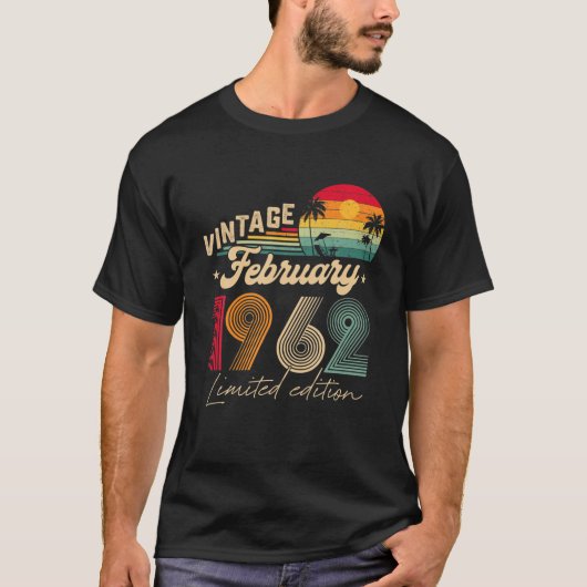 60th Birthday Gift Mannen  februari 1962 60 Ye T-shirt (Voorkant)
