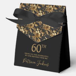 60th Birthday Gold Floral Thank You  Bedankdoosjes