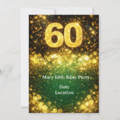 60th Birthday Gold Glitter Kaart (Voorkant)
