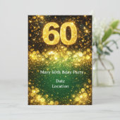 60th Birthday Gold Glitter  Kaart (Staand voorkant)