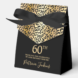 60th Birthday Gold Leopard Print Thank You  Bedankdoosjes