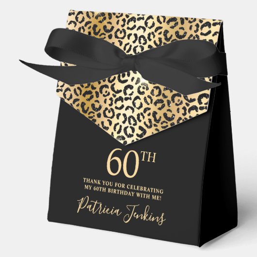 60th Birthday Gold Leopard Print Thank You Bedankdoosjes (Voorkant)