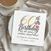 60th Birthday Gold Script Modern Chic Typography Servet