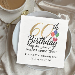 60th Birthday Gold Script Modern Chic Typography Servet