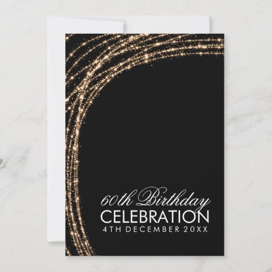 60th Birthday Gold Sparking String Lights Kaart (Achterkant)