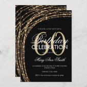 60th Birthday Gold Sparking String Lights Kaart (Voorkant / Achterkant)