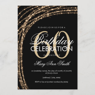 60th Birthday Gold Sparking String Lights Kaart