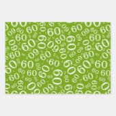 60th Birthday Green & White Number Pattern 60 Inpakpapier Vel (Voorkant 2)