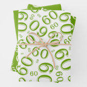 60th Birthday Green & White Number Pattern 60 Inpakpapier Vel (In situ)