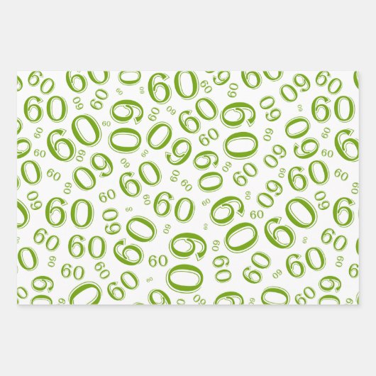 60th Birthday Green & White Number Pattern 60 Inpakpapier Vel (Voorkant)