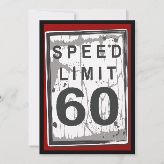 60th Birthday Grungy Speed Limit Sign Table Card Kaart (Voorkant)