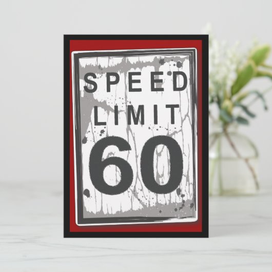 60th Birthday Grungy Speed Limit Sign Table Card Kaart (Staand voorkant)