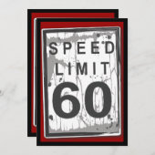 60th Birthday Grungy Speed Limit Sign Table Card Kaart (Voorkant / Achterkant)
