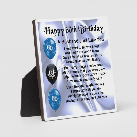 60th Birthday Husband Poem Plaque Fotoplaat (Voorkant)