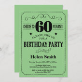60th Birthday Invitation Black and Green Kaart (Voorkant / Achterkant)