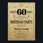 60th Birthday Invitation Black en Gold Glitter Kaart<br><div class="desc">60e verjaardag Uitnodiging Black en Gold Glitter Typografie. Zwart en goudglitter achtergrond. Volwassen verjaardag. Mannelijke Mannen of vrouwen: Birthday. Kinder jongen of meisje Lady Teen Teenage Bday Invite. 13e 15e 16e 18e 21e 30e 40e 50e 60e 70e 80e 90e 100e. Elke leeftijd. Voor verdere aanpassing, te klikken gelieve de knoop...</div>