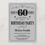 60th Birthday Invitation Black en Silver Grey Kaart<br><div class="desc">60th Birthday Invitation Black en Silver Grey Typografie. Zwarte en Zilver grijze achtergrond. Volwassen verjaardag. Mannelijke Mannen of vrouwen: Birthday. Kinder jongen of meisje Lady Teen Teenage Bday Invite. 13e 15e 16e 18e 21e 30e 40e 50e 60e 70e 80e 90e 100e. Elke leeftijd. Voor verdere aanpassing, te klikken gelieve de...</div>