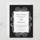 60th Birthday Invitation Black Kaart (Voorkant)