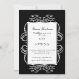 60th Birthday Invitation Black Kaart