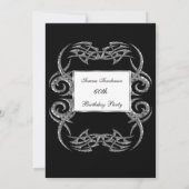 60th Birthday Invitation Black Kaart (Achterkant)