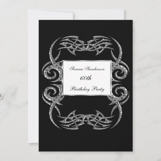60th Birthday Invitation Black Kaart (Achterkant)
