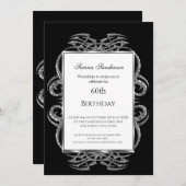 60th Birthday Invitation Black Kaart (Voorkant / Achterkant)