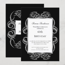 60th Birthday Invitation Black Kaart