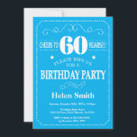 60th Birthday Invitation Blue and White Kaart<br><div class="desc">60th Birthday Invitation Blue and White Typography. Blauwe en witte achtergrond. Volwassen verjaardag. Mannelijke Mannen of vrouwen: Birthday. Kinder jongen of meisje Lady Teenage Bday Invite. 13e 15e 16e 18e 21e 30e 40e 50e 60e 70e 90e 100e. Elke leeftijd. Voor verdere aanpassing, te klikken gelieve de knoop "van de Aanpassing...</div>