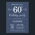 60th Birthday Invitation Blue Kaart<br><div class="desc">60e verjaardag Uitnodiging met blauwe achtergrond. Volwassen verjaardag. Mannen of vrouwen uitgenodigd. 13e 15e 16e 18e 21e 30e 40e 50e 60e 70e 90e 100e,  elke leeftijd. Voor verdere aanpassing,  te klikken gelieve de knoop "van de Aanpassing het"en ons ontwerphulpmiddel te gebruiken om deze sjabloon te wijzigen.</div>