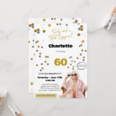 60th Birthday Invitation • Funny Wine Party Kaart (Voorkant / Achterkant in situ)