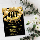 60th Birthday Invitation, Golden Birthday Invite Kaart