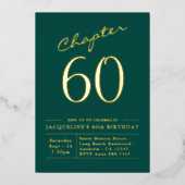 60th Birthday Invitation Green Gold Foil Folie Uitnodiging (Voorkant)