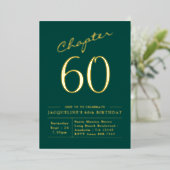 60th Birthday Invitation Green Gold Foil Folie Uitnodiging (Staand Voorkant)