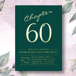 60th Birthday Invitation Green Gold Foil Folie Uitnodiging