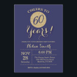 60th Birthday Invitation Navy and Gold Glitter Kaart<br><div class="desc">60e Birthday Invitation Navy and Gold Glitter Card. Voor verdere aanpassing,  te klikken gelieve de knoop "van de Aanpassing het"en ons ontwerphulpmiddel te gebruiken om deze sjabloon te wijzigen.</div>
