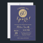 60th Birthday Invitation Navy and Gold Glitter Kaart<br><div class="desc">60e Birthday Invitation Navy and Gold Glitter Card. Voor verdere aanpassing,  te klikken gelieve de knoop "van de Aanpassing het"en ons ontwerphulpmiddel te gebruiken om deze sjabloon te wijzigen.</div>