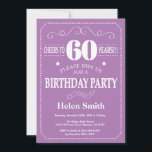 60th Birthday Invitation Paars and White Kaart<br><div class="desc">60th Birthday Invitation Paars and White Typography. Paarse en witte achtergrond. Volwassen verjaardag. Mannelijke Mannen of vrouwen: Birthday. Kinder jongen of meisje Lady Teenage Bday Invite. 13e 15e 16e 18e 21e 30e 40e 50e 60e 70e 90e 100e. Elke leeftijd. Voor verdere aanpassing, te klikken gelieve de knoop "van de Aanpassing...</div>