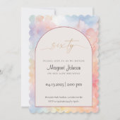 60th Birthday Invitation | Pastel Watercolor Gold  Kaart (Voorkant)