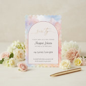 60th Birthday Invitation | Pastel Watercolor Gold  Kaart